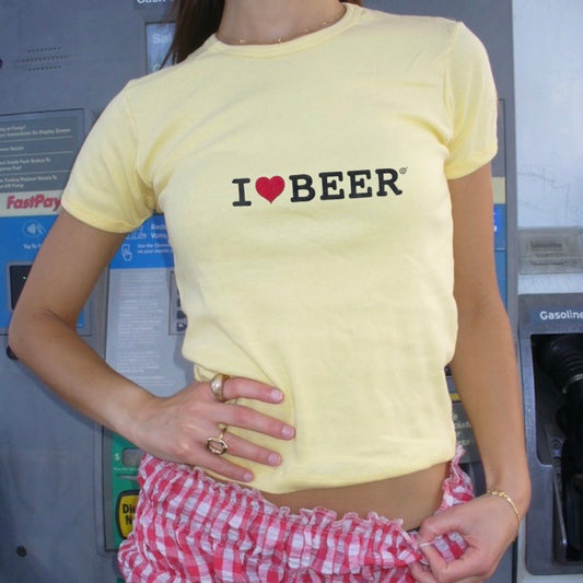 Yellow I Love Beer Baby Tee