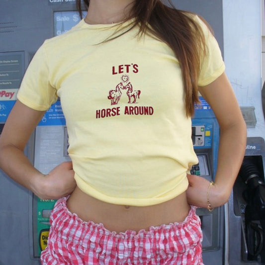 Yellow Let’s Horse Around Baby Tee