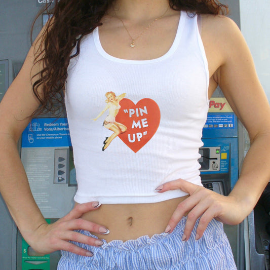 Pin Me Up Retro Graphic Tank Top – Vintage Western Pin-Up Tee