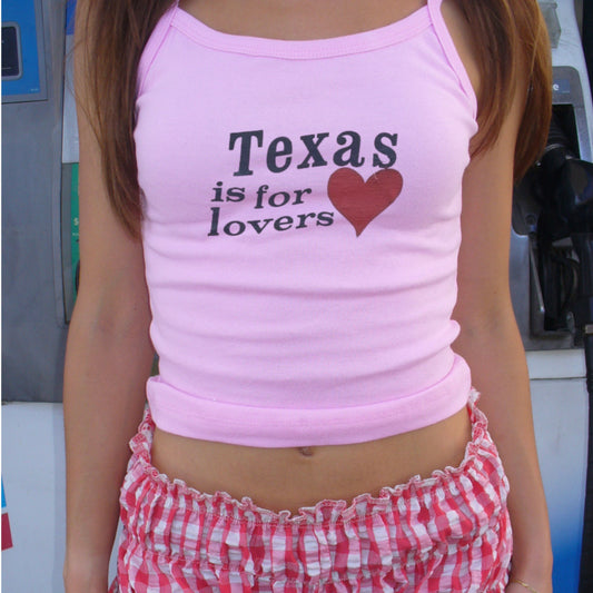 Pink Texas Is for Lovers Heart Cami Tank
